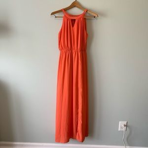 Very J Orange Keyhole Neck Maxi Dress, Sz S